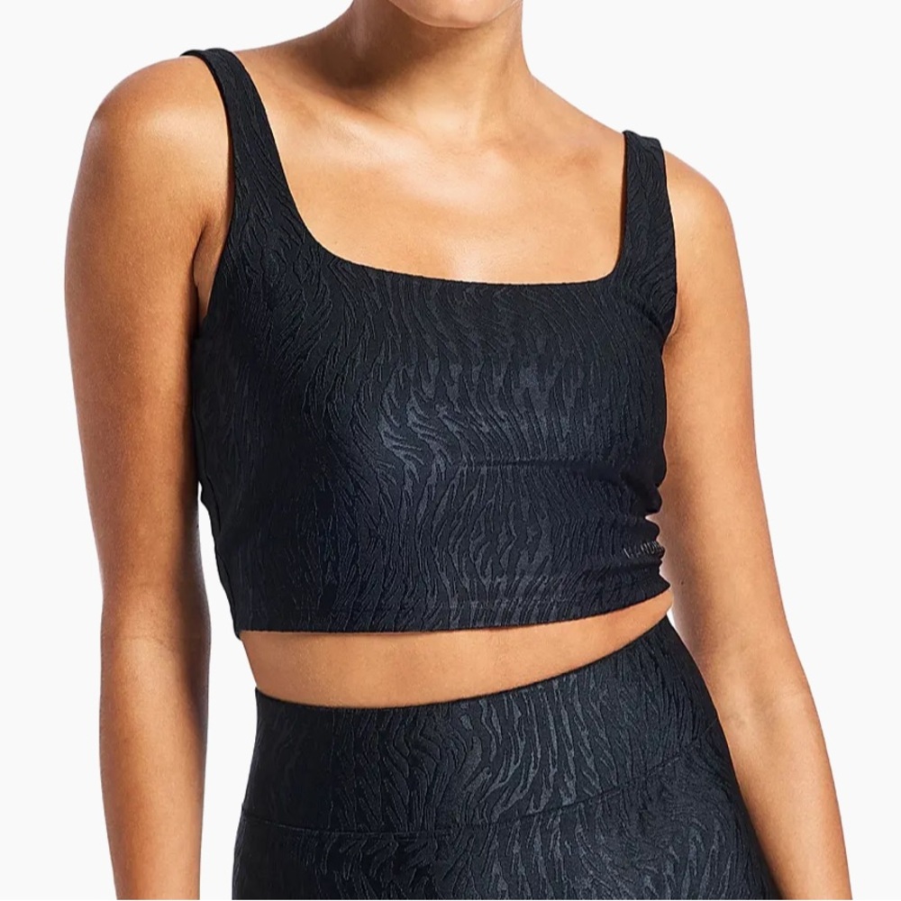 Bandier Tempo Jacquard Crop Bra Top‎ Black size M